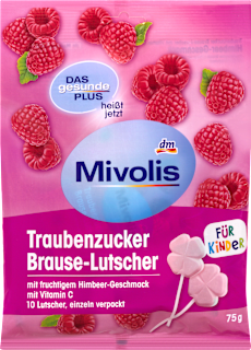 Szőlőcukor nyalóka C-vitaminnal, málna ízű, 10 db Mivolis