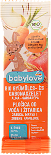 Bio gyümölcs- és gabonaszelet almával és sárgarépával, 1 éves kortól babylove