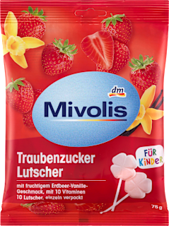 Glukozowe lizaki o smaku truskawkowo-waniliowym Mivolis