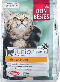 Суха храна за котки junior, богата на пиле DEIN BESTES