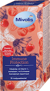 Immune Protection aromatizirani zeliščni čaj z vitaminom C, z okusom acerole in ameriškega slamnika (25 × 2 g) Mivolis