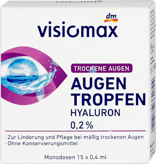 Vlažilne kapljice za oči z 0,2 hialurona visiomax
