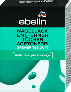 Nagellackentferner-Tücher acetonfrei mit Grüner Tee Duft ebelin