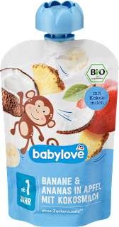 Piure de banană cu ananas și cocos ECO babylove