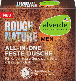 Żel pod prysznic 4w1 w kostce Rough Nature alverde MEN