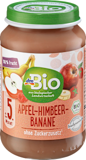 Био плодово пюре от ябълка с малина и банан dmBio
