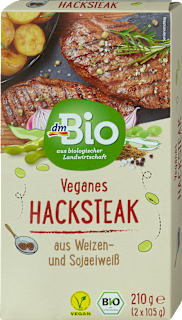 Veganes Hacksteak aus Weizen- & Sojaeiweiß dmBio