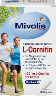 Prehransko dopolnilo z L-karnitinom, vitaminom B6, vitaminom B12 in magnezijem Mivolis