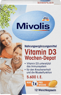 Witamina D3 w tygodniowych kapsułkach depot, 12 szt. Mivolis