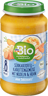 Povrtna kašica od batata i piletine s tjesteninom, 8+ mj. dmBio
