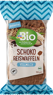 Bio puffasztott rizsszelet tejcsokoládéval bevonva dmBio