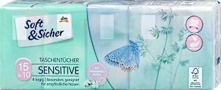 papírové kapesníky Sensitive 4vrstvé 15x10 ks Soft&Sicher