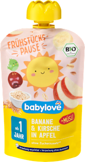 BIO kašica u vrećici od banane, jabuke, višnje sa muslijem babylove