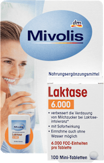 Laktáz étrend-kiegészítő minitabletta, 6.000 FCC-egység/tabletta Mivolis