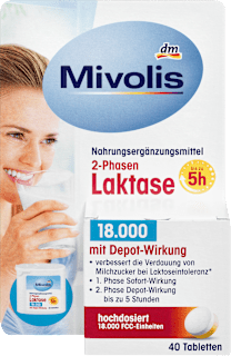 Laktáz étrend-kiegészítő kétfázisú Depot tabletta, 18.000 FCC-egység/tabletta Mivolis
