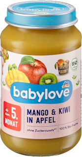 Bio ovocný príkrm s mangom, kivi a jablkom babylove