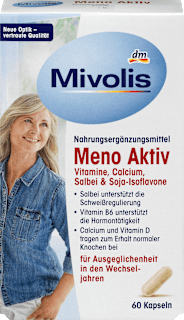 Meno Aktiv étrend-kiegészítő kapszula kalciummal, vitaminokkal, szója-izoflavonokkal és zsályakivonattal Mivolis
