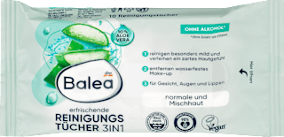 3IN1 maramice za čišćenje lica - aloe vera, putna ambalaža Balea