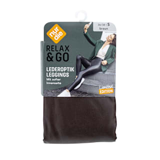 Relax & Go Lederoptik Leggins Damen braun, Gr. 36/38 nur die