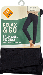 Baumwoll-Leggings Damen schwarz, Gr. 38/40 nur die