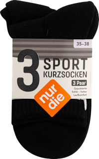 Sport Kurzsocken schwarz, Gr. 35 - 38 (3 Paar) nur die