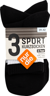 Sport Kurzsocken schwarz, Gr. 39 - 42 (3 Paar) nur die