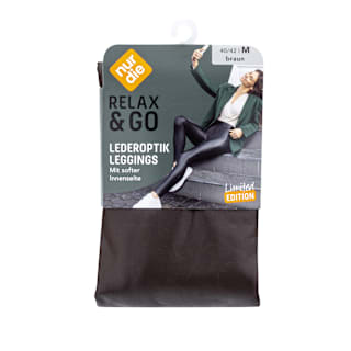 Relax & Go Lederoptik Leggins Damen braun, Gr. 40/42 nur die