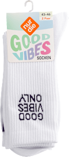 Good Vibes Socken weiß lila, Gr. 43 - 46 (2 Paar) nur die