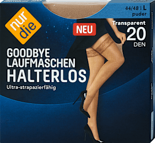 Goodbye Laufmaschen Halterlos Strümpfe puder 20 DEN, Gr. 44/48 (1 Paar) nur die