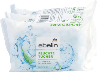 Vlhčené utierky s Aloe vera - 3 x 25 ks ebelin