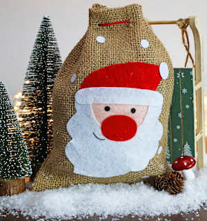 Geschenksack Jute kleiner Weihnachtsmann Dekorieren & Einrichten