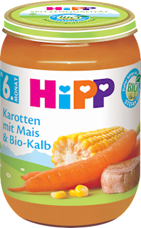 BIO příkrm Mrkev s kukuřicí & telecím masem HiPP