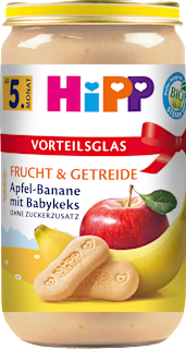 Frucht & Getreide Apfel-Banane mit Babykeks Vorteilsglas ab dem 5. Monat HiPP
