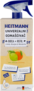 pure 2 IN 1 set: univerzalni odmašćivač refil + sprej boca - Limeta, Bosiljak & Mandarina HEITMANN pure