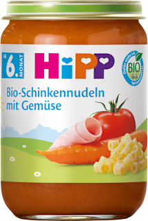 Menü Schinkennudeln mit Tomaten & Karotten ab dem 6. Monat HiPP
