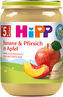 Früchte Banane und Pfirsich in Apfel ab 5. Monat HiPP