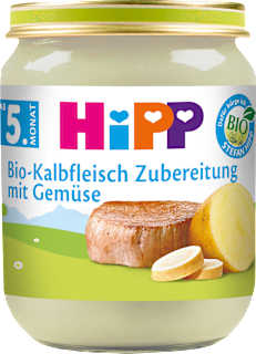 Menü Kalbfleisch-Zubereitung mit Gemüse ab dem 5.Monat HiPP