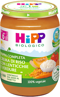 Omogeneizzato con verdure, lenticchie e farina di riso HiPP