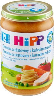 BIO příkrm Zelenina a těstoviny s kuřecím masem HiPP