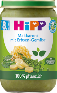 Menü Makkaroni mit Erbsen-Gemüse ab dem 8. Monat HiPP