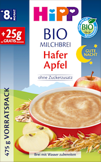 Abendbrei Milch Hafer Apfel ab dem 8. Monat HiPP