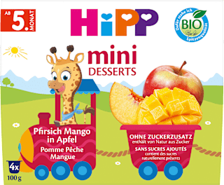 Früchte Mini Desserts Pfirsich in Apfel ab dem 5.Monat (4x100 g) HiPP