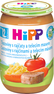 BIO příkrm rajčata, těstoviny a telecí HiPP