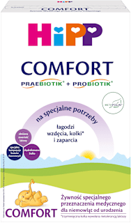 Żywność specjalnego przeznaczenia medycznego, dla niemowląt od urodzenia wzdęcia kolki i zaparcia Comfort Combiotik  HiPP