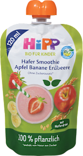 Bio ovseni smoothie z okusom jabolka, banane in jagode HiPP