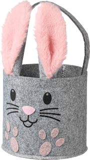 Filzkörbchen mit Hasengesicht & Plüschohren, grau BOLTZE