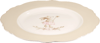 Keramikteller mit Hasenmädchen, gepunktet, braun BOLTZE