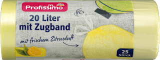 Worki na śmieci z taśmą sciągającą, 20 L, cytryna Profissimo