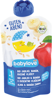 Bio gyümölcspüré alma és banán zabbal és tejjel, 1 éves kortól  babylove
