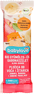 Bio gyümölcs- és gabonaszelet almával és banánnal, 1 éves kortól babylove